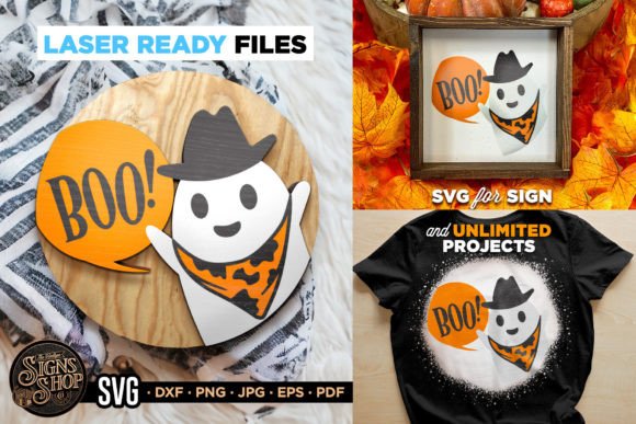 Boo Cowboy Halloween SVG Door Sign