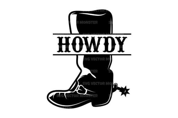 Howdy Cowboy Boots Monogram Svg Cut File