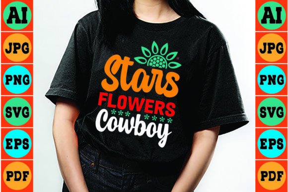Stars Flowers Cowboy Flower Svg Design