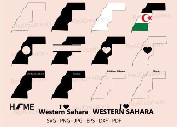 Western Sahara Map Svg Bundle, Monogram